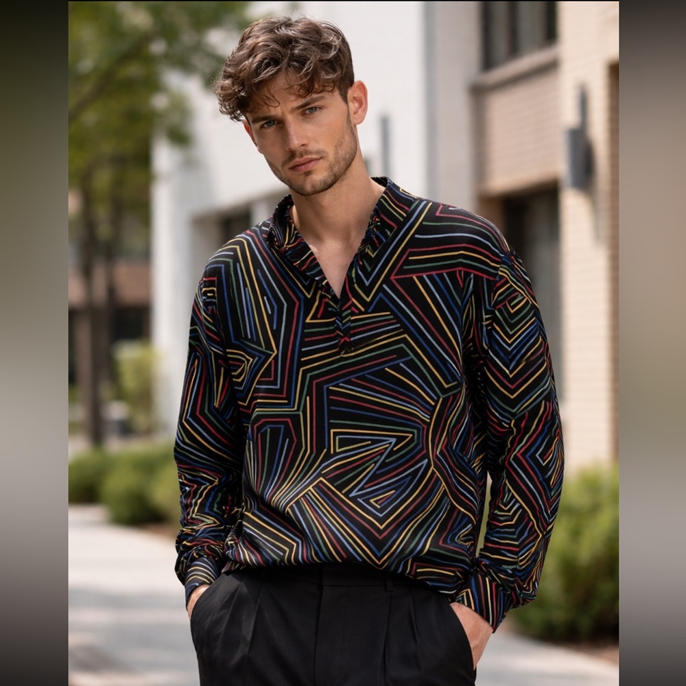 USA Palm Quarter Zip Abstract Print